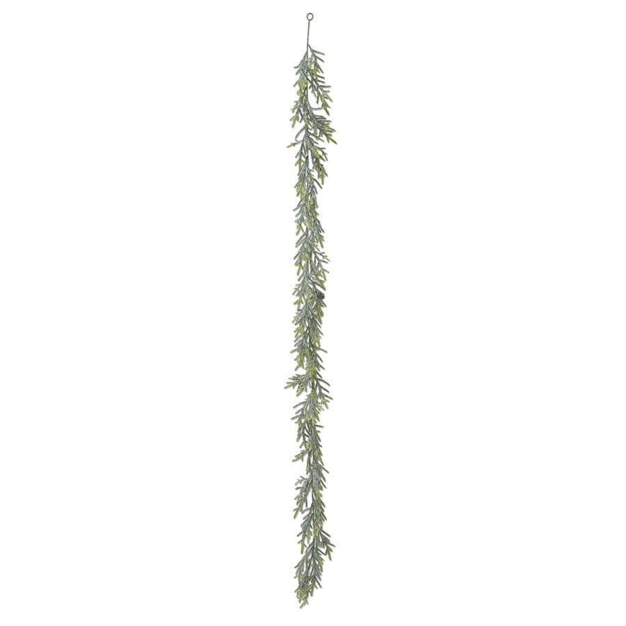 72 Inch Snowy Juniper Garland w/Mini Pinecones
