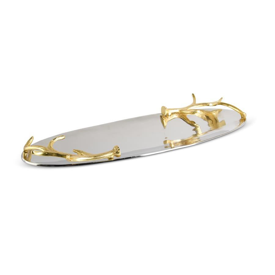 29" Oval Silver Metal Serving Platter