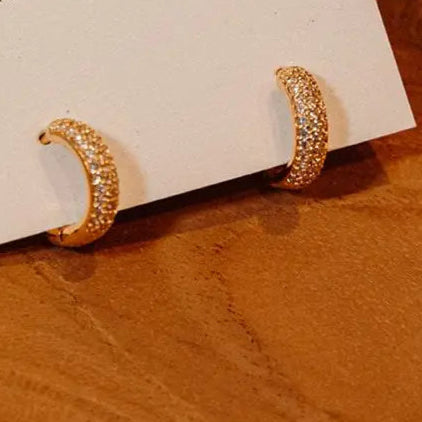 Delicate Small Hoop Crystal Earrings