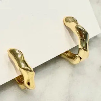 Irregular Shape Gold Hoops