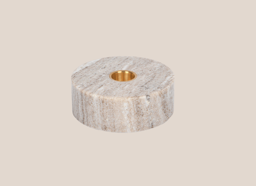 Marble Round Candleholder - Beige