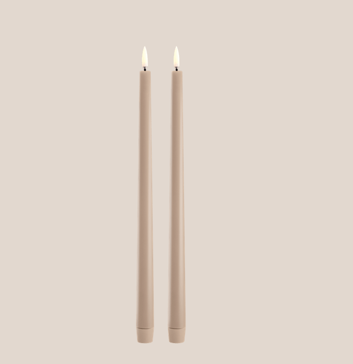LED Slim Taper Candle - Beige 2 Pack