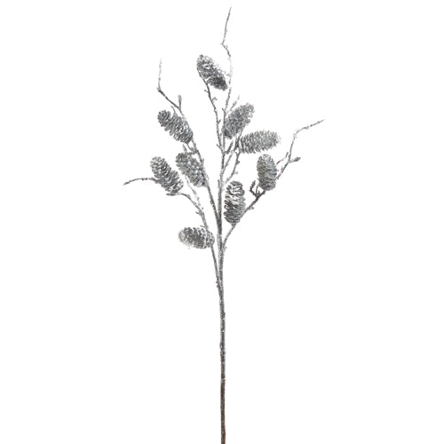 36" SNOWY PINECONE SPRAY