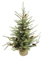 36.25" GREEN/NATURAL PINECONE TREE WITH BURLAP BASE