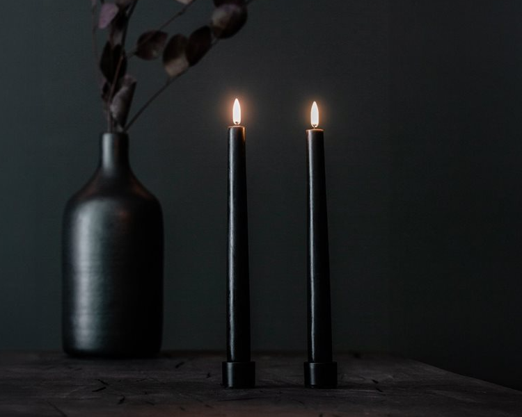 Matte Black Taper Candleholder - 2 Pack