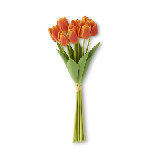 19" Orange Silk W Real Touch Single Tulip Bundles