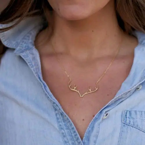 Gold Plate - Antler Necklace