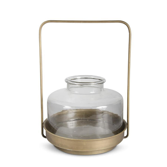 18" Matte GD Lantern w/Glass