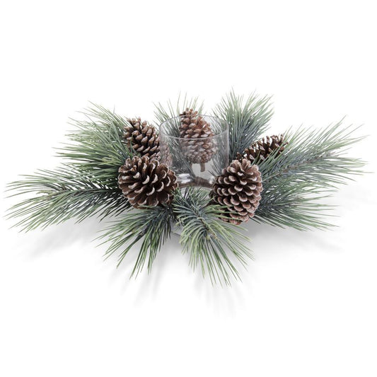 20" Seafoam Long Needle Pine Candle Ring