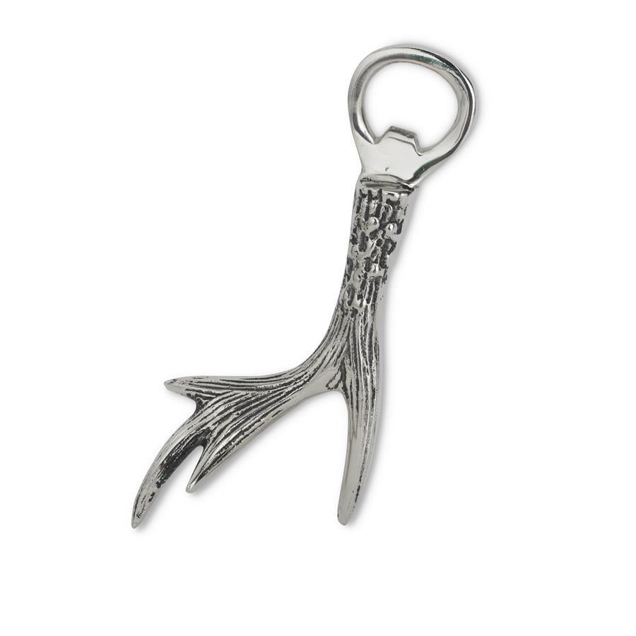 6" Polished Silver Deer Antler Bottle Opener