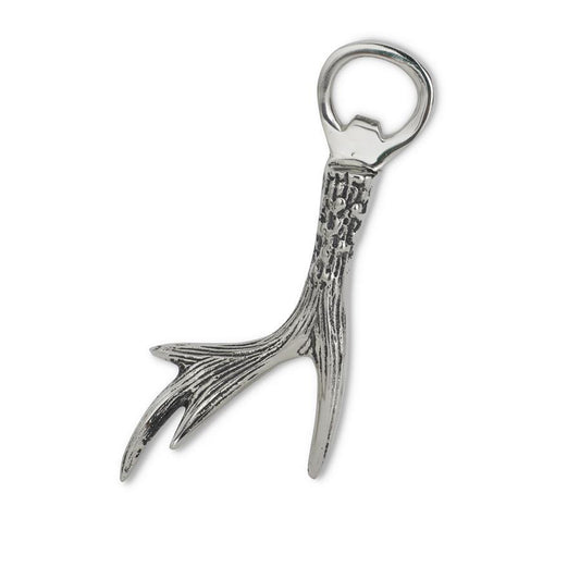 6" Polished Silver Deer Antler Bottle Opener