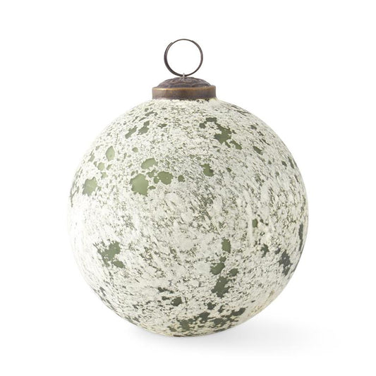 5" Dark Green & White Speckle Glass Ornament