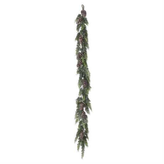 68" Real Touch Cypress Pine Garland w/Pinecones