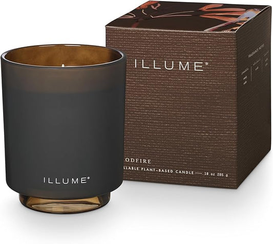 Refillable Boxed Glass Candle, Woodfire