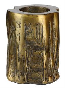 4.25"H ALUMINUM TEALIGHT HOLDER ANTIQUE GOLD