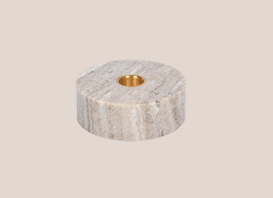 Marble Round Candleholder - Beige