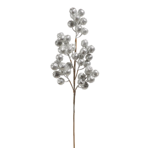 24" ICED SILVER BERRY SPRAY