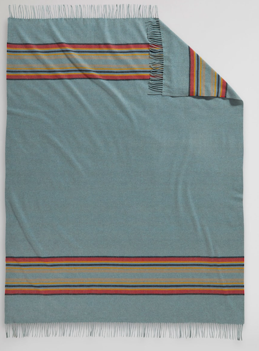 Stripe 5th Avenue Merino Throw - Green Heather