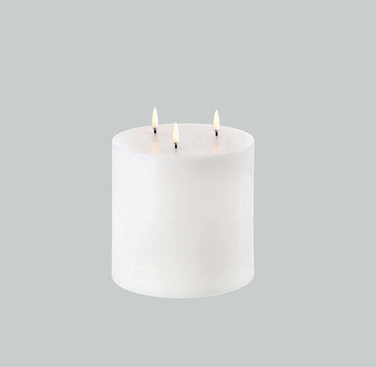 LED Pillar Taper Candle Triple Flame - Nordic  White