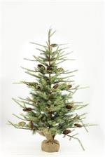 48"H GREEN/NATURAL PINECONE TREE WITH BURLAP BASE