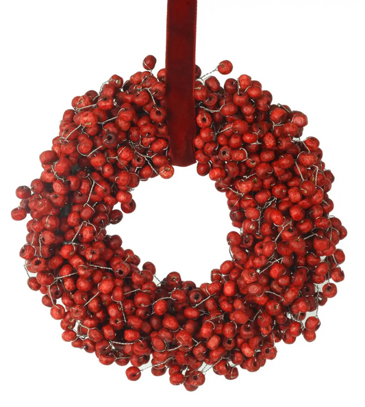 Red Wooden Bead Berry Wreath