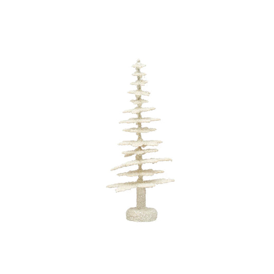 4" Round x 9"H Coated Paper Tree w/ Glitter, Antique Finish, Cream Color